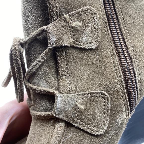 Franco Sarto Westerly Ankle Booties Wedges Shoes Tan Leather Suede Womens 7.5 M - Picture 14 of 15